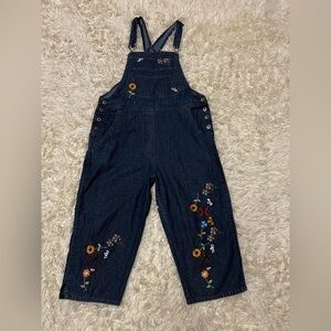 Agapo Embroidered Floral Overalls Women's Size M Denim Vintage Coveralls NWOT